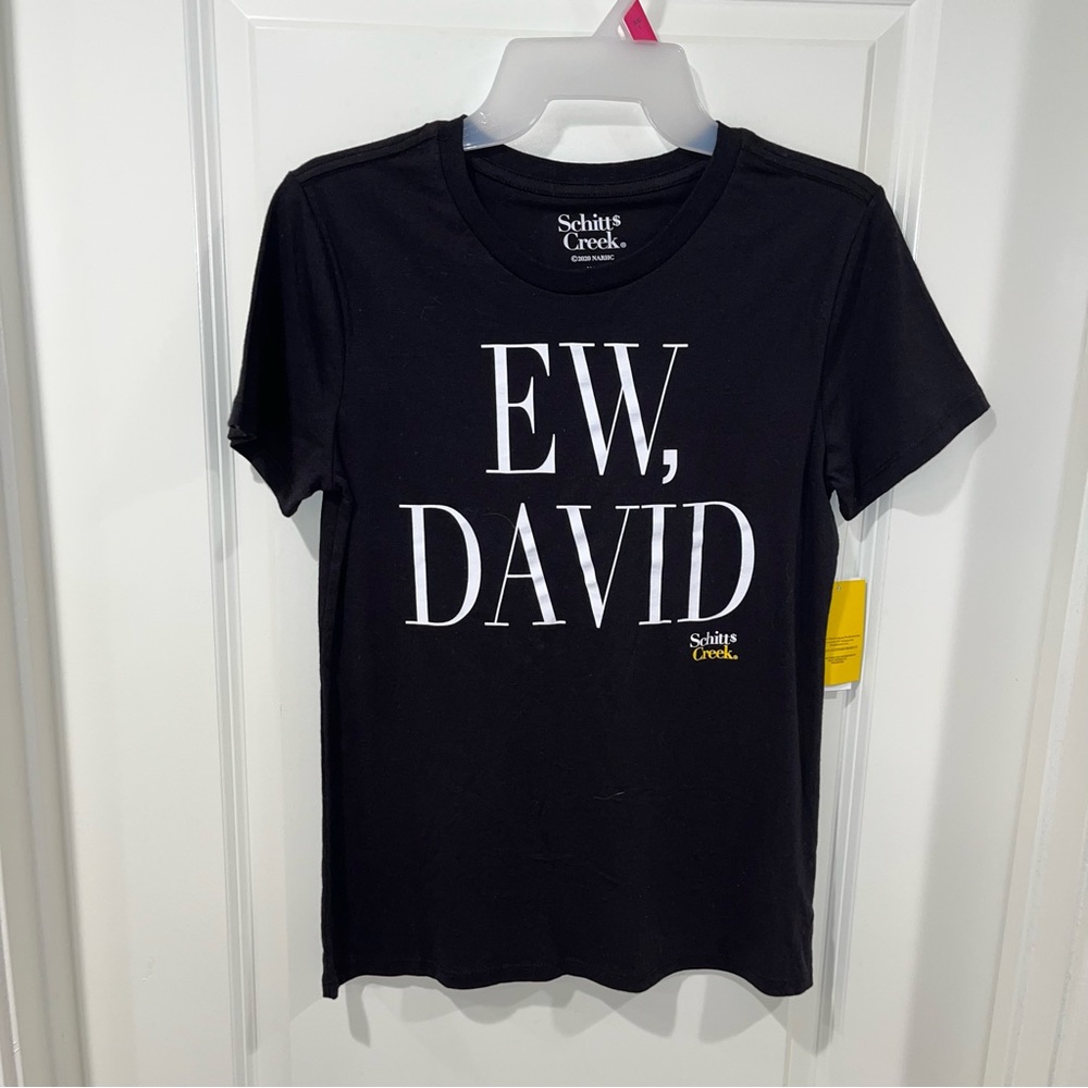 Brand New with tag Schitts Creek Ew David Women's Black Cotton Graphic T-Shirt